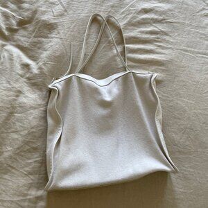 Gabriela Hearst Cream/ White Cashmere and Leather Zip Tote